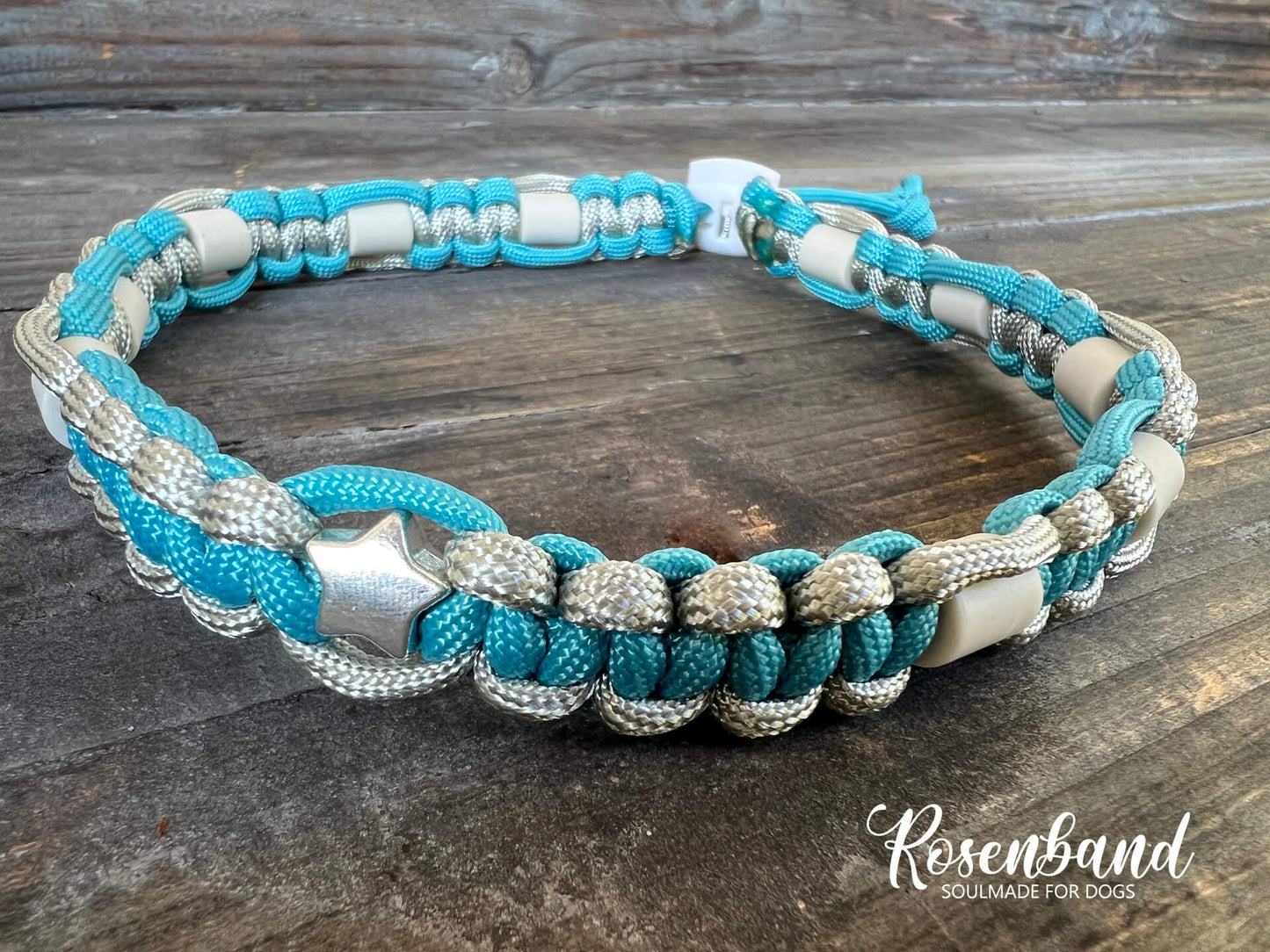 Silber-Türkis EM-Keramik Schmuckhalsband