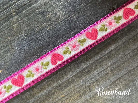 Pink Hearts - Motivhalsband